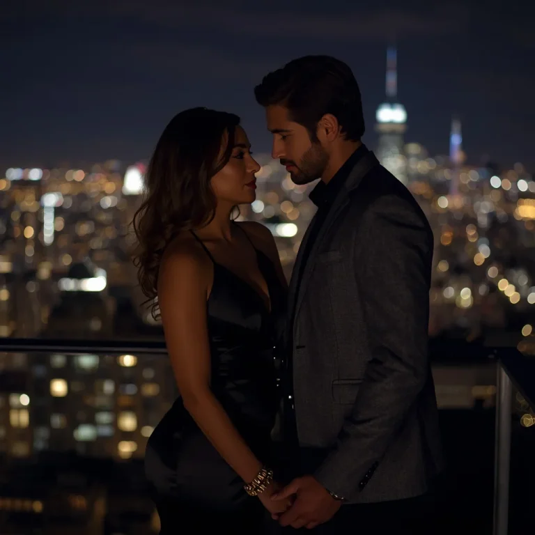 Beautiful Couple In Romantic Encounter On Rooftop At Night | Romantic Cinematic Couple