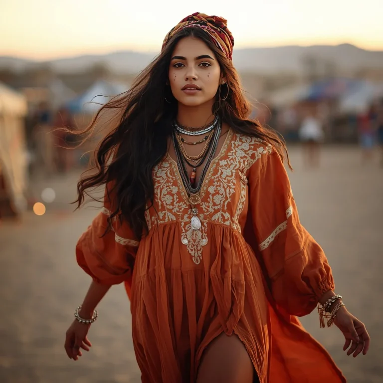 Boho Festival Queen: An Embroidered Kaftan Dress for a Desert Event | gemini ai prompt for instagram
