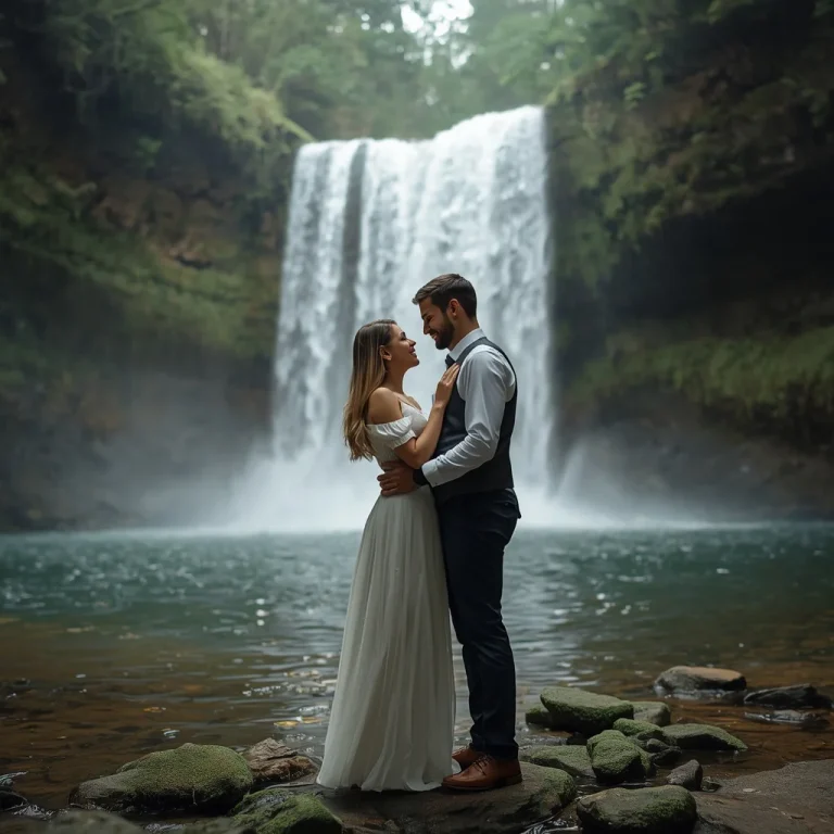 Couple’s Romantic Forest Waterfall Engagement | Hot Romantic Prompt