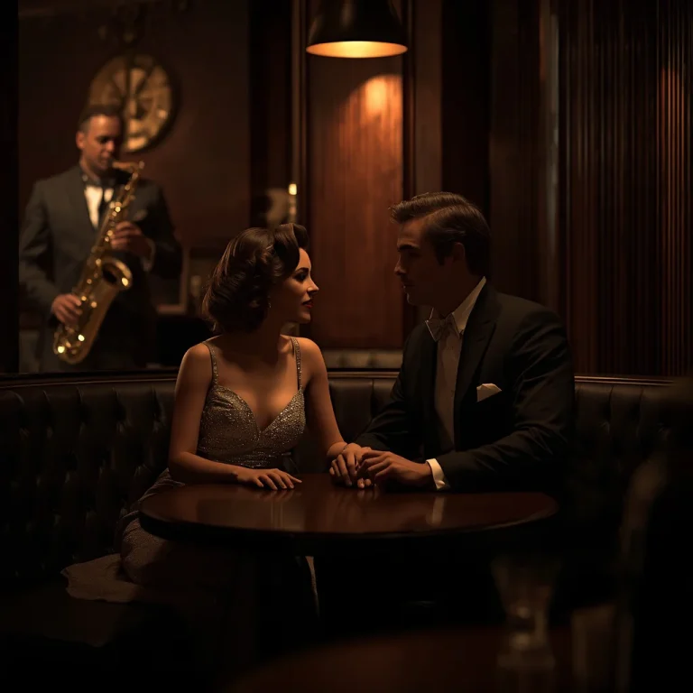 Romantic Couple In Retro Glamour Clothes At Jazz Club | Moody Cinematic Couple