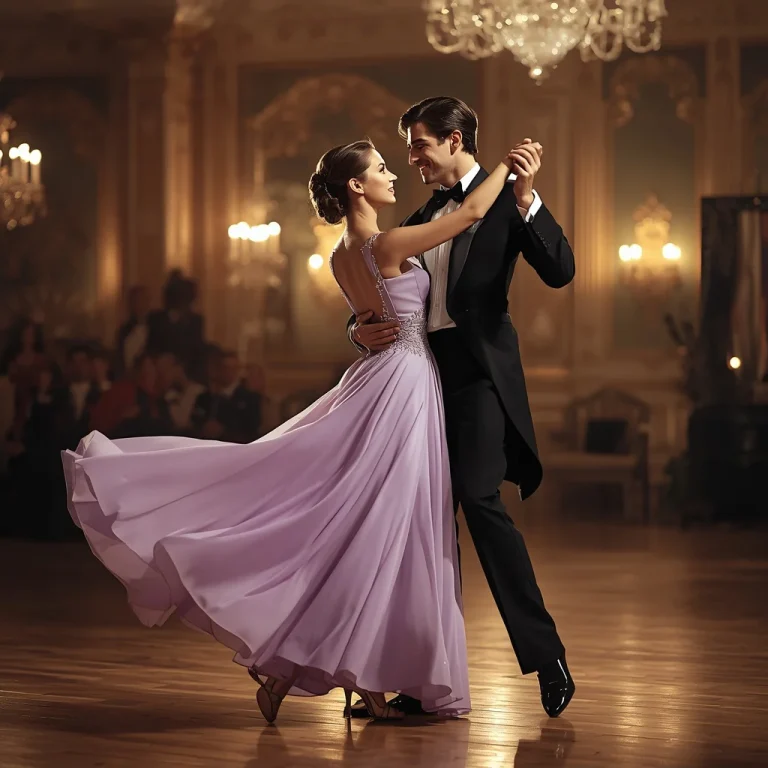 Romantic Dance: A Couple’s Enchanting Ballroom Moment | ChatGPT couple photo editing prompts trending Instagram